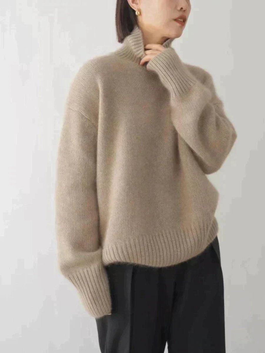 Women's Relaxed-Fit Turtleneck Sweater in Khaki - view 5