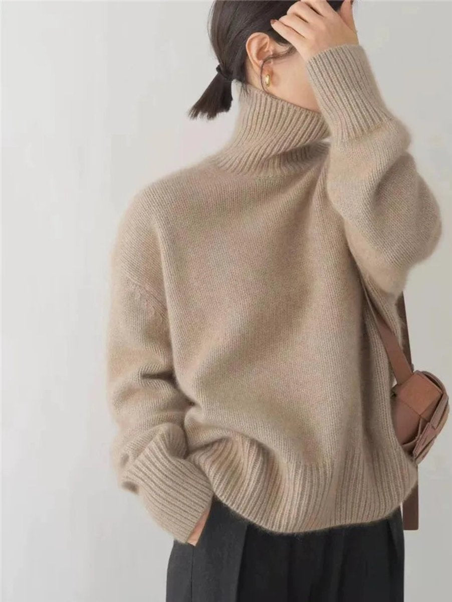 Women's Relaxed-Fit Turtleneck Sweater in Khaki - view 6