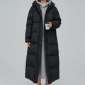 Women's Quilted Hooded Longline Padded Coat in Black - view 4