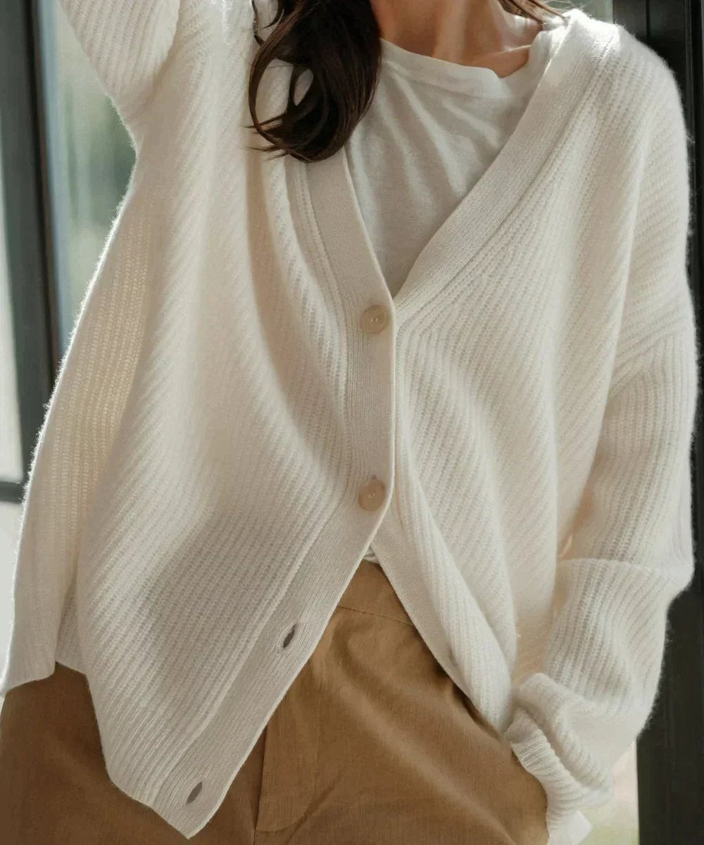 Women's Ribbed Button-Front Cardigan in White - view 2