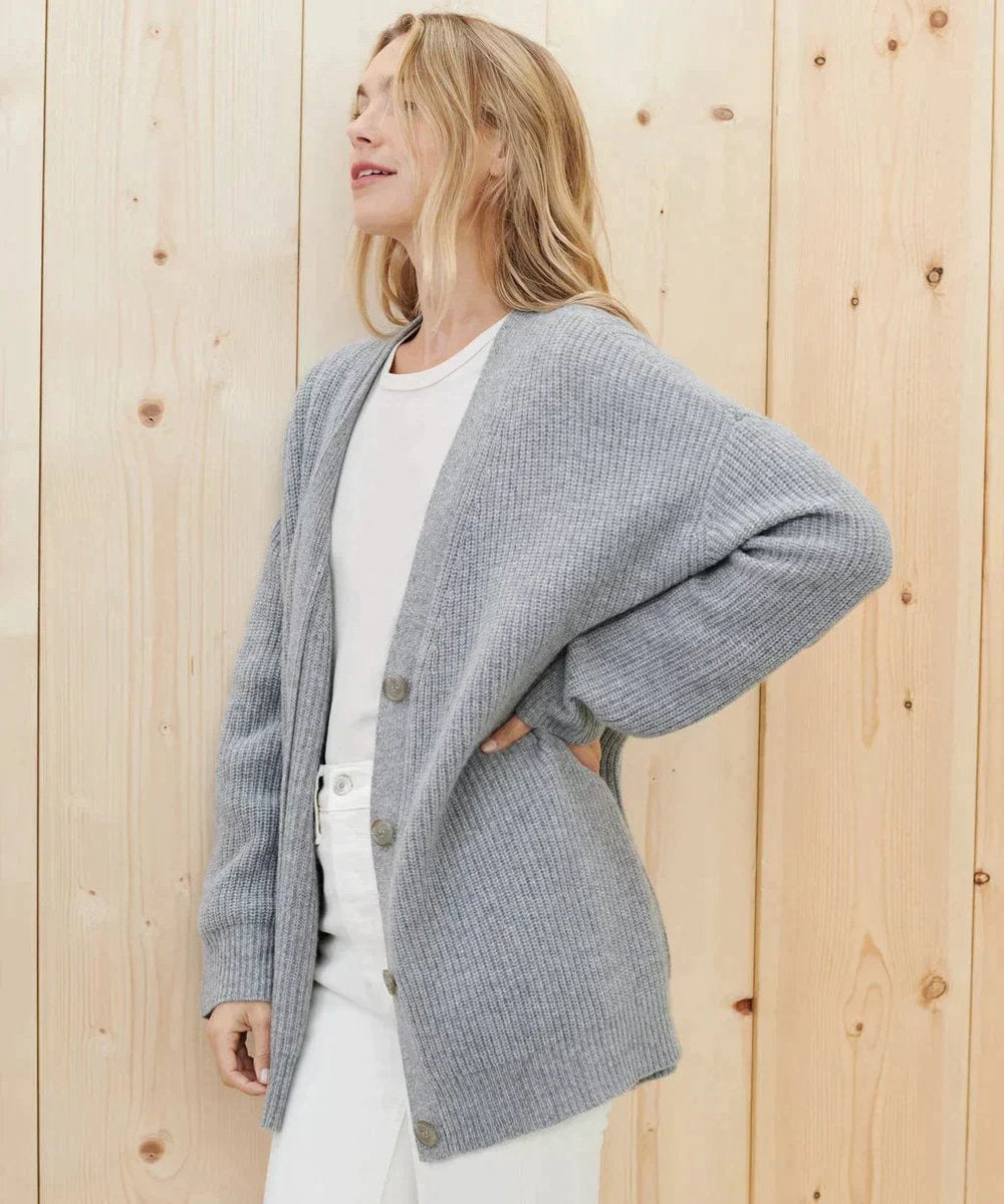 Women's Ribbed Button-Front Cardigan in Gray - view 3