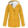 Women's Fleece-Lined Hooded Rain Jacket in Yellow - view 1