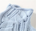 Women's Cable-Knit Tunic Turtleneck Sweater with Slit Hem in Blue - view 1