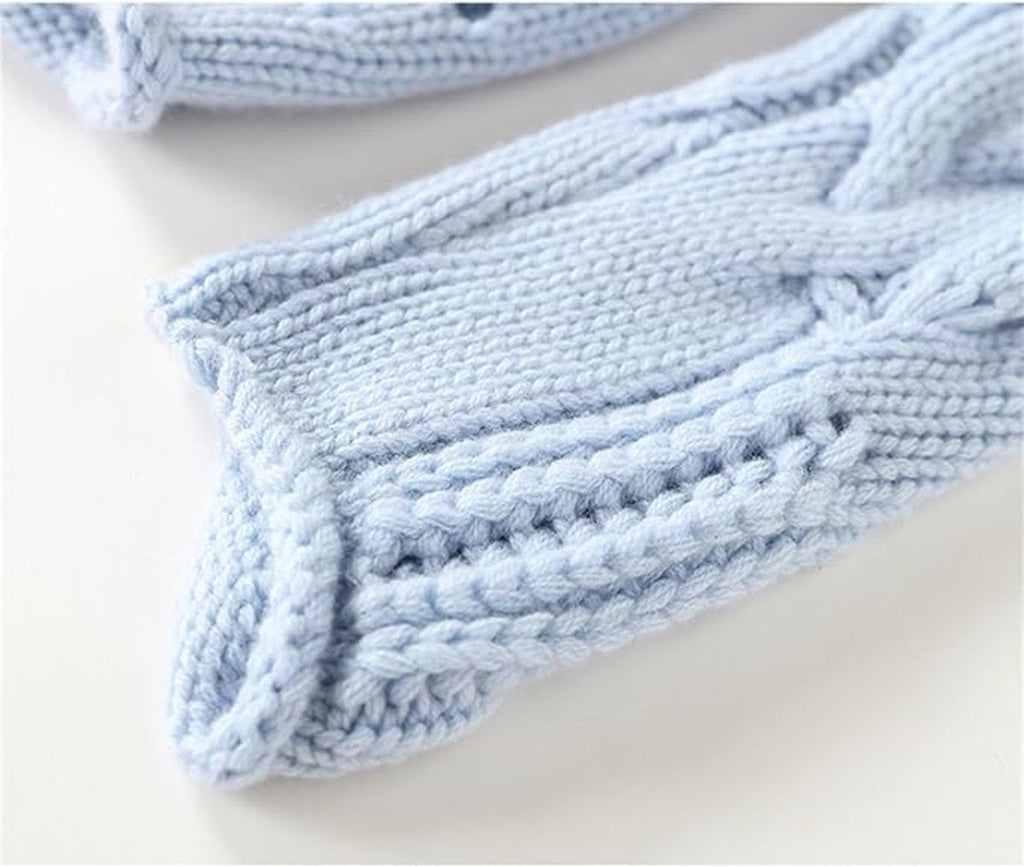 Women's Cable-Knit Tunic Turtleneck Sweater with Slit Hem in Blue - view 6