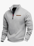 Men's Fleece-Lined Quarter-Zip Pullover Sweater in Gray - view 1