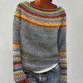 Women's Textured-Knit Sweater with Fair-Isle Yoke in Gray - view 1