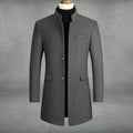 Men's Button-Front Overcoat with Chest Pocket in Gray - view 1