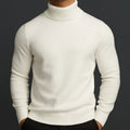 Men's Fine-Knit Slim-Fit Turtleneck Sweater in White - view 1