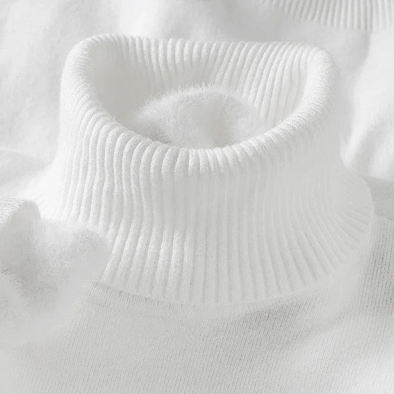 Men's Fine-Knit Slim-Fit Turtleneck Sweater in White - view 4