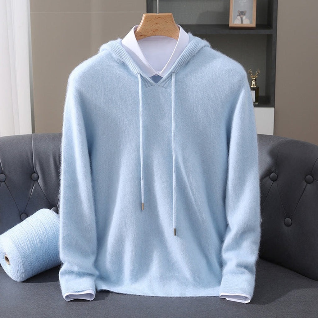 Men's Oversized Hooded Sweater with Drawcords in Blue - view 1