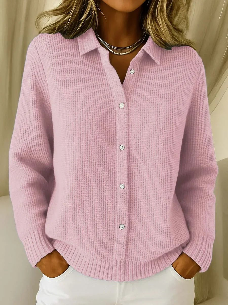 Women's Waffle-Knit Ribbed Textured-Knit Button-Front Cardigan in Pink - view 1