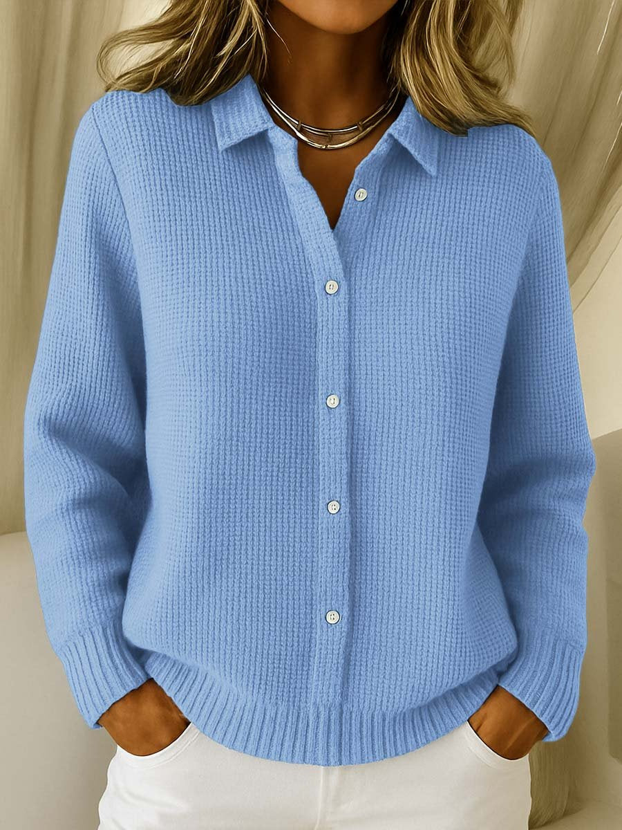 Women's Waffle-Knit Ribbed Textured-Knit Button-Front Cardigan in Blue - view 4