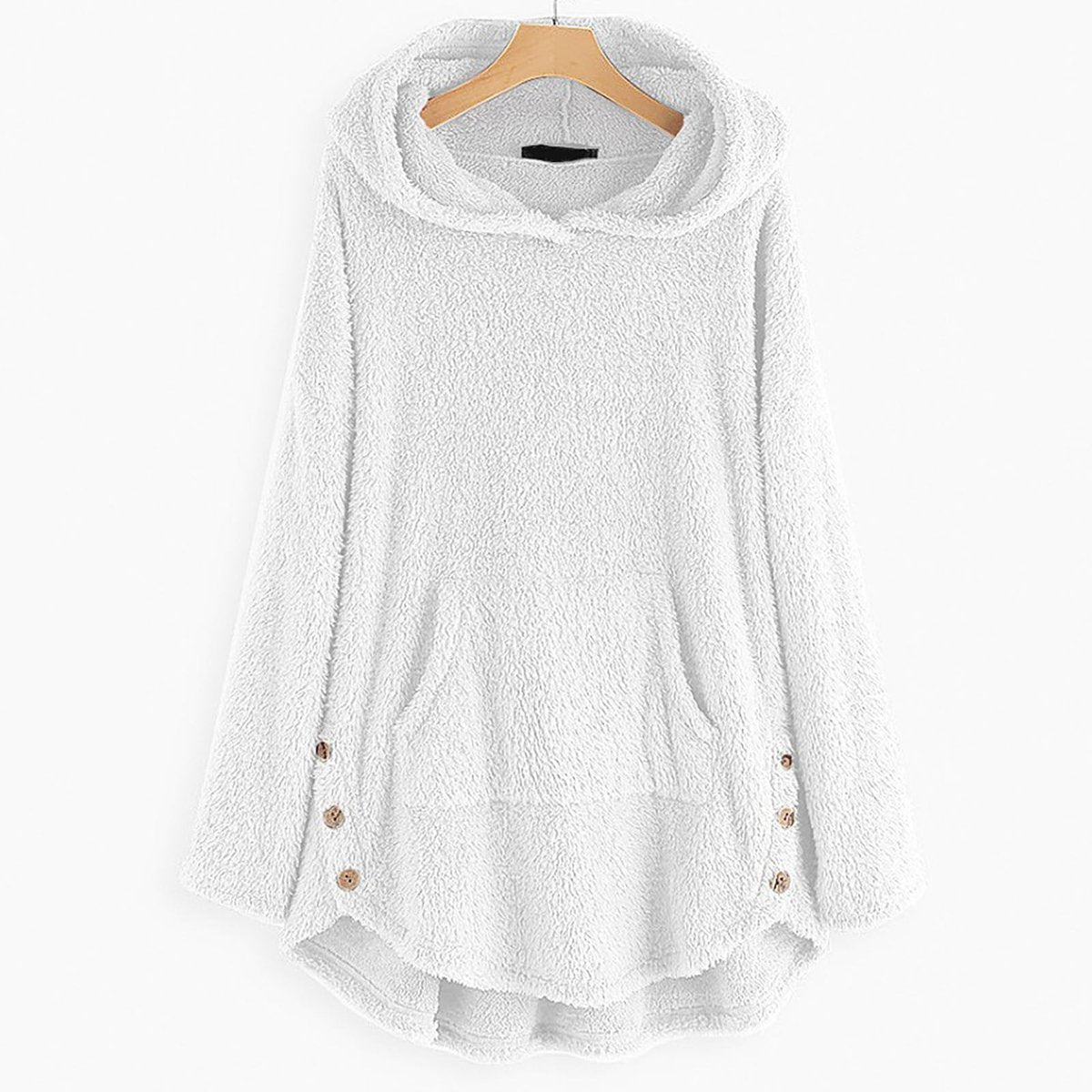 Women's Fleece-Lined Hooded Full-Zip Sweater in White - view 6