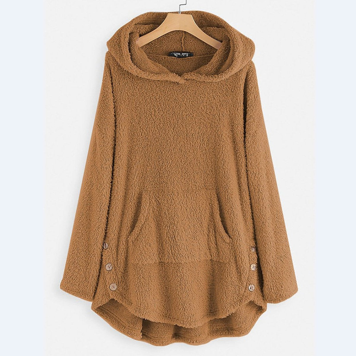 Women's Fleece-Lined Hooded Full-Zip Sweater in Beige - view 7