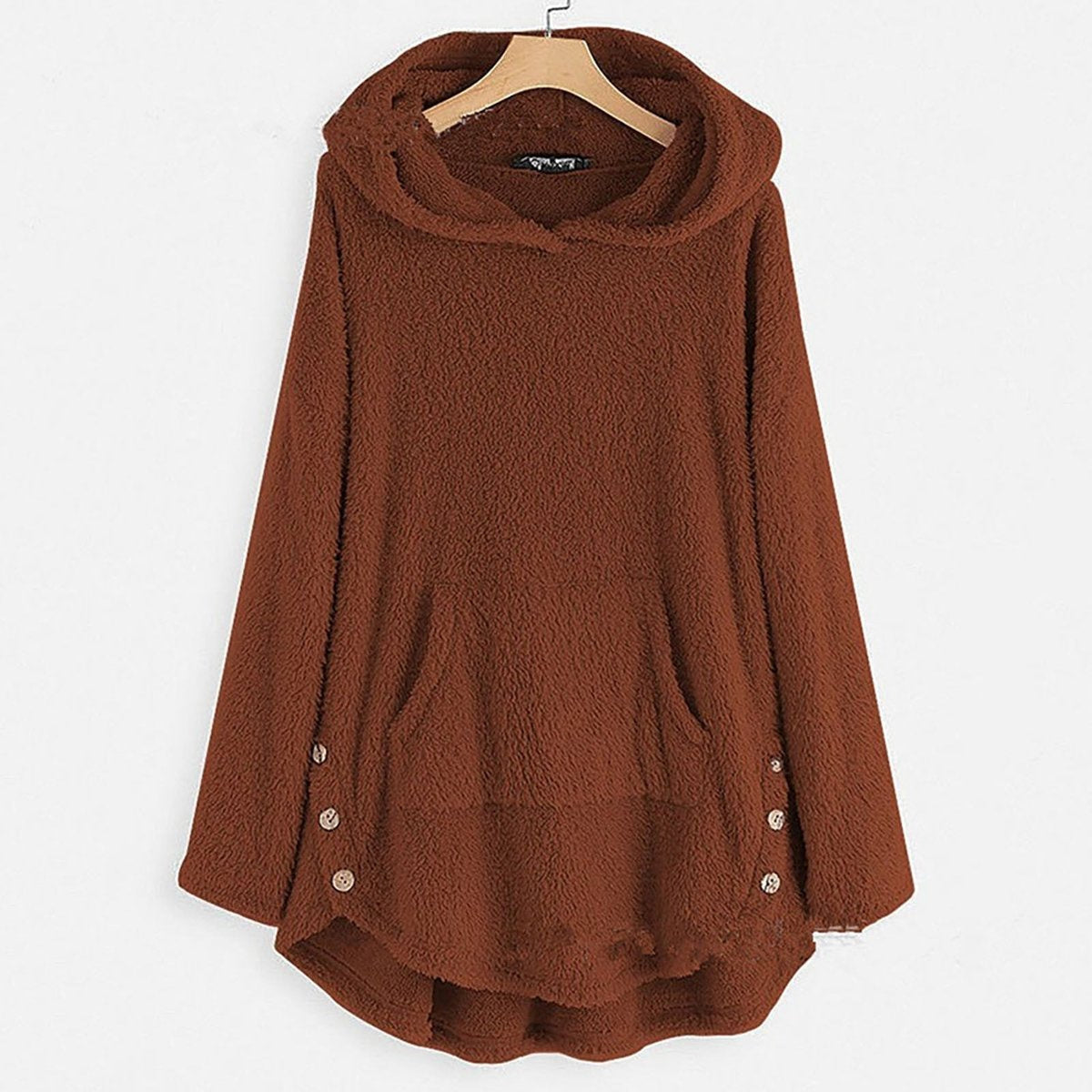 Women's Fleece-Lined Hooded Full-Zip Sweater in Brown - view 8
