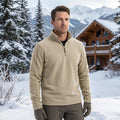 Men's Thermal Quarter-Zip Fleece Sweater in Beige - view 1
