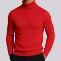 Men's Ribbed Turtleneck Sweater with Ribbed Cuffs in Red - view 1