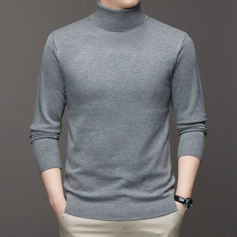 Men's Ribbed Turtleneck Sweater with Ribbed Cuffs in Gray - view 7