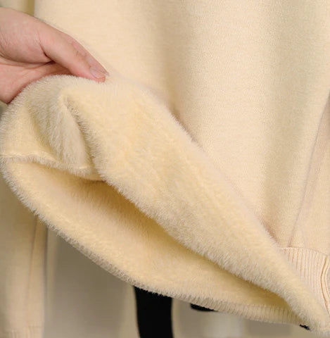 Women's Fleece-Lined Turtleneck Sweater in Beige - view 7