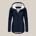 Women's Fleece-Lined Quilted Hooded Parka Coat in Blue - view 2