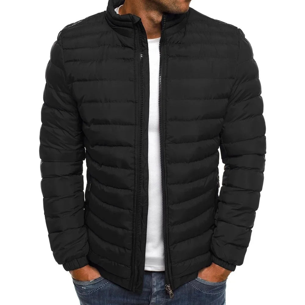 Men's Hooded Padded Quilted Puffer Jacket in Black - view 5