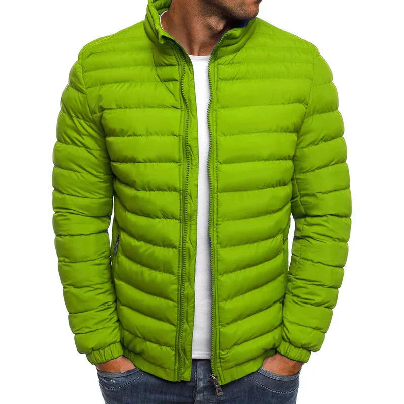 Men's Hooded Padded Quilted Puffer Jacket in Green - view 6